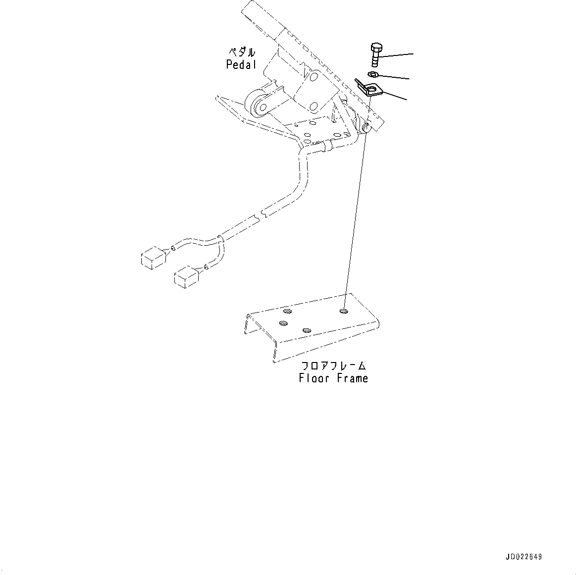 Komatsu parts book diagram for HD465-7E1 S/N 20001-UP (For EU): CAB, ACCELERATOR PEDAL MOUNTING (#20001-)