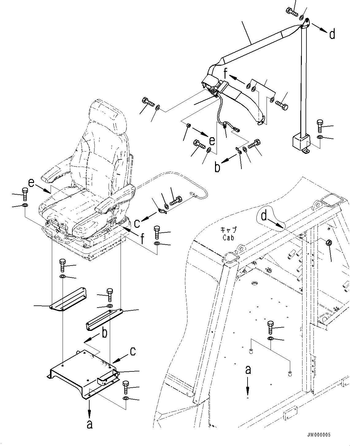 Komatsu parts book diagram for HD465-7E1 S/N 20001-UP (For EU): CAB, OPERATOR'S SEAT RELATED PARTS (#20001-)