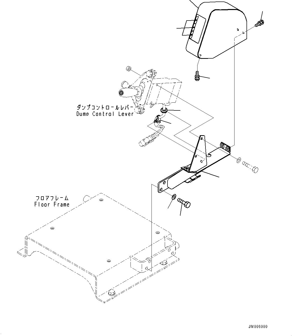 Komatsu parts book diagram for HD465-7E1 S/N 20001-UP (For EU): CAB, DUMP CONTROL (1/2) (#20001-)