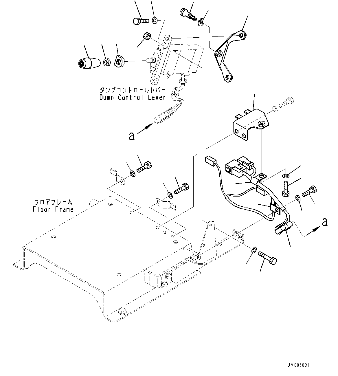Komatsu parts book diagram for HD465-7E1 S/N 20001-UP (For EU): CAB, DUMP CONTROL (2/2) (#20001-)