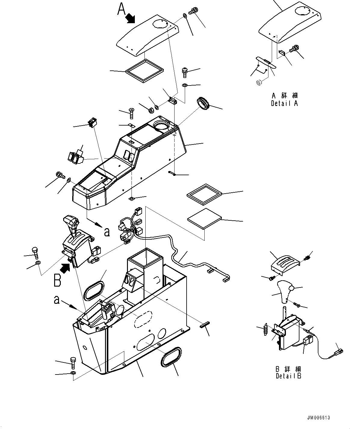 Komatsu parts book diagram for HD465-7E1 S/N 20001-UP (For EU): CAB, CONSOLE BOX (#20001-)