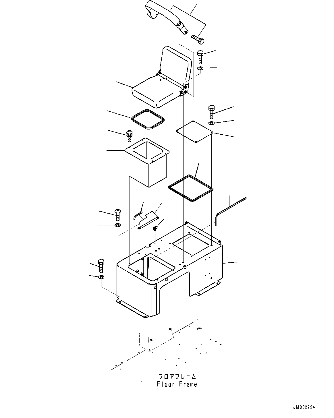 Komatsu parts book diagram for HD465-7E1 S/N 20001-UP (For EU): CAB, AUXILIARY SEAT (#20001-)