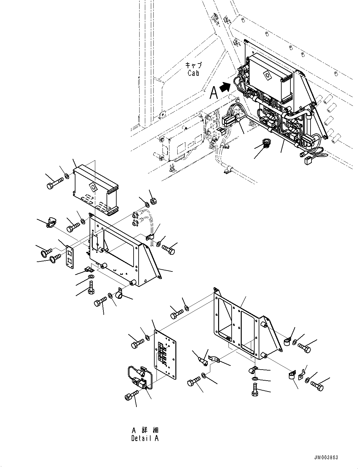 Komatsu parts book diagram for HD465-7E1 S/N 20001-UP (For EU): CAB, VHMS (#20001-)