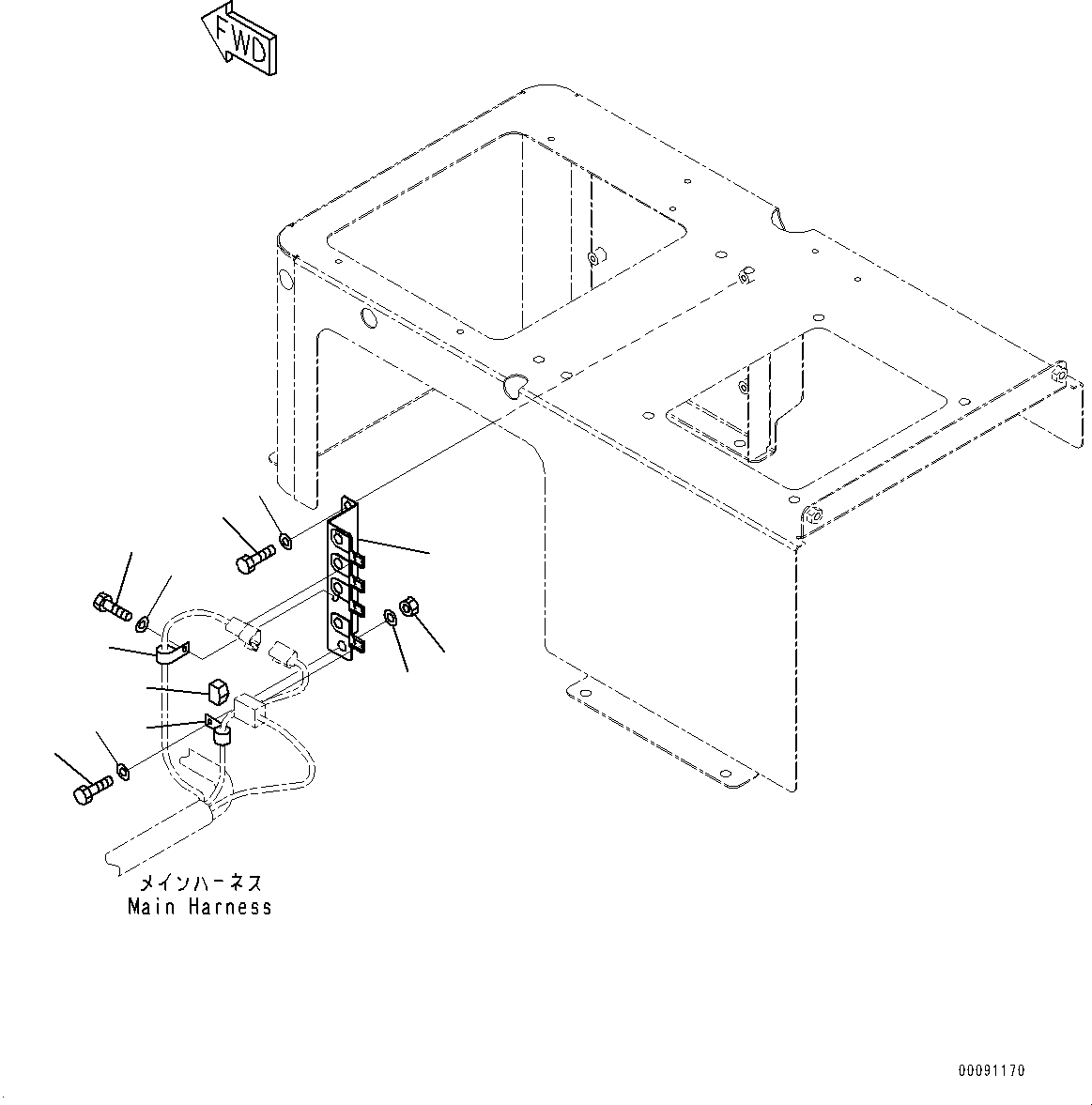 Komatsu parts book diagram for HD465-7E1 S/N 20001-UP (For EU): CAB, BRACKET (#20001-)