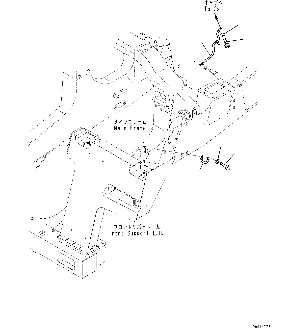Komatsu parts book diagram for HD465-7E1 S/N 20001-UP (For EU): CAB, GROUND CABLE (#20001-)