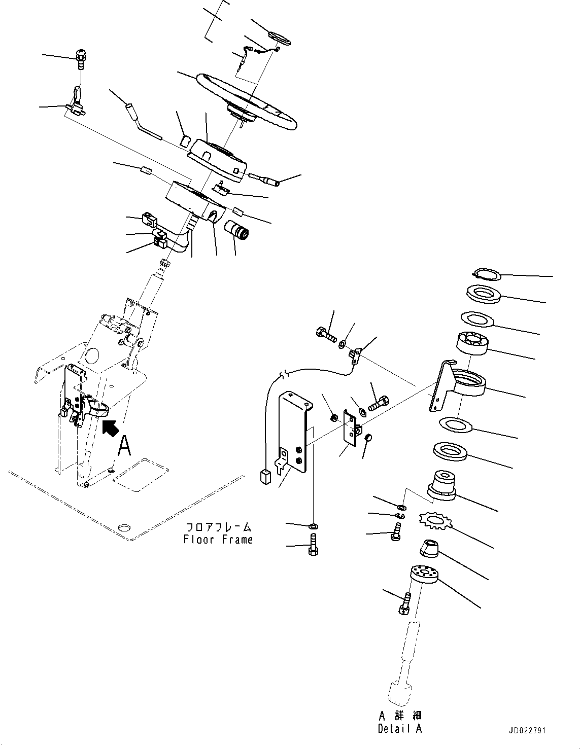Komatsu parts book diagram for HD465-7E1 S/N 20001-UP (For EU): CAB, COLUMN SWITCH (#20001-)