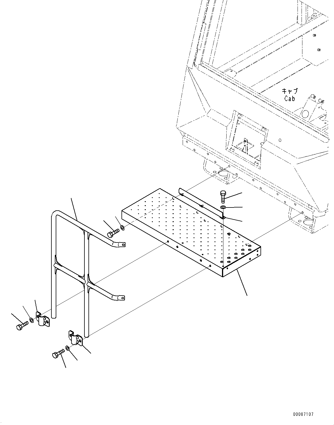 Komatsu parts book diagram for HD465-7E1 S/N 20001-UP (For EU): CAB STEP, STEP AND HANDRAIL (#20001-)