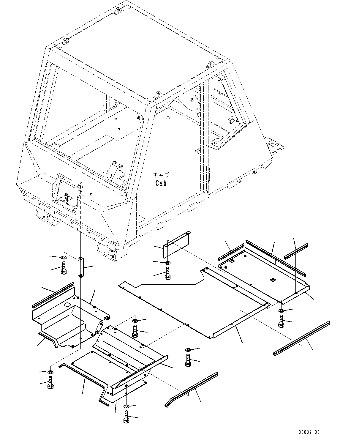 Komatsu parts book diagram for HD465-7E1 S/N 20001-UP (For EU): CAB STEP, UNDER COVER (#20001-)