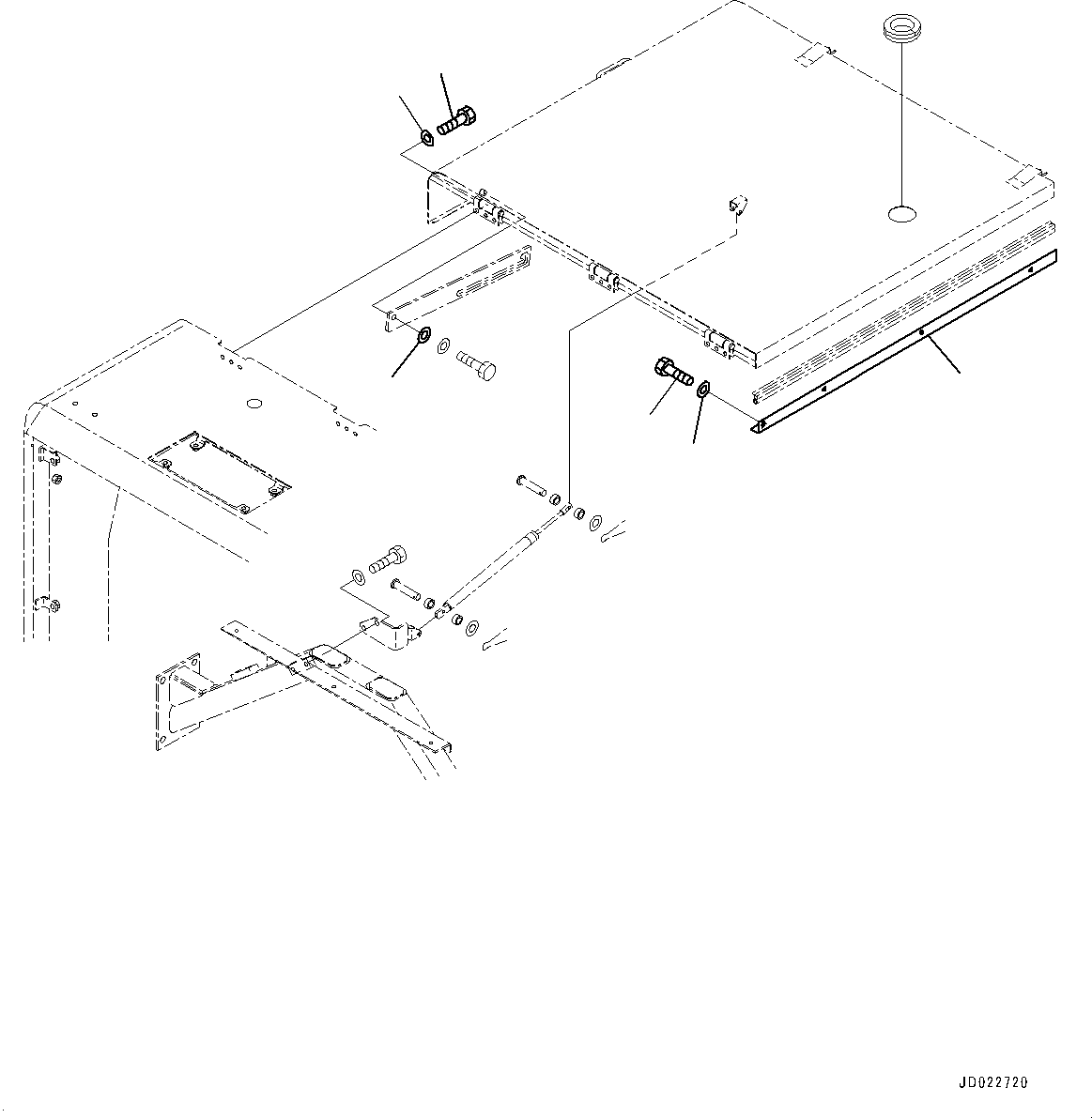 Komatsu parts book diagram for HD465-7E1 S/N 20001-UP (For EU): ENGINE HOOD, MOUNTING (#20001-)