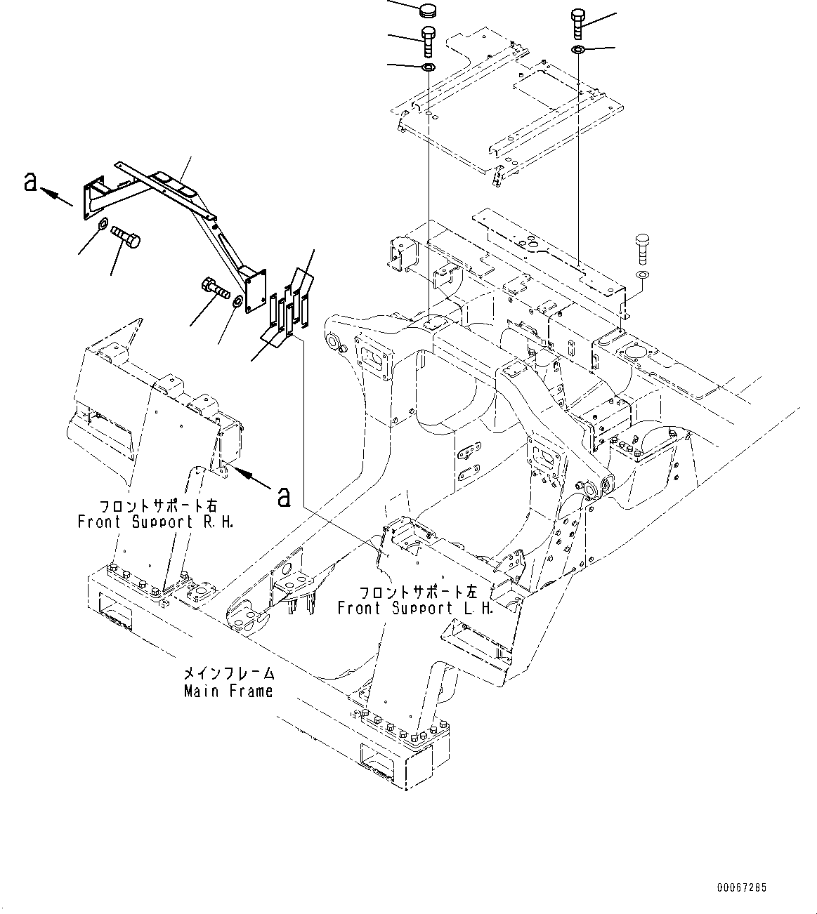 Komatsu parts book diagram for HD465-7E1 S/N 20001-UP (For EU): ENGINE HOOD, STAY (#20001-)