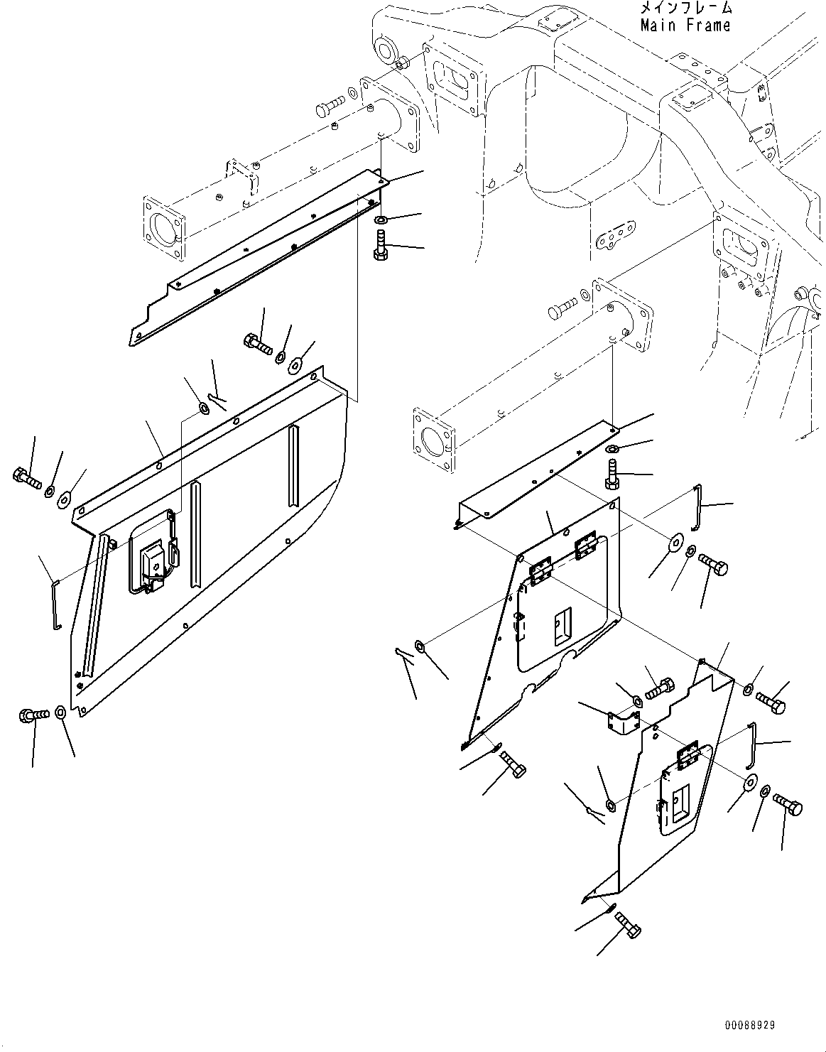 Komatsu parts book diagram for HD465-7E1 S/N 20001-UP (For EU): ENGINE SIDE COVER (#20001-)