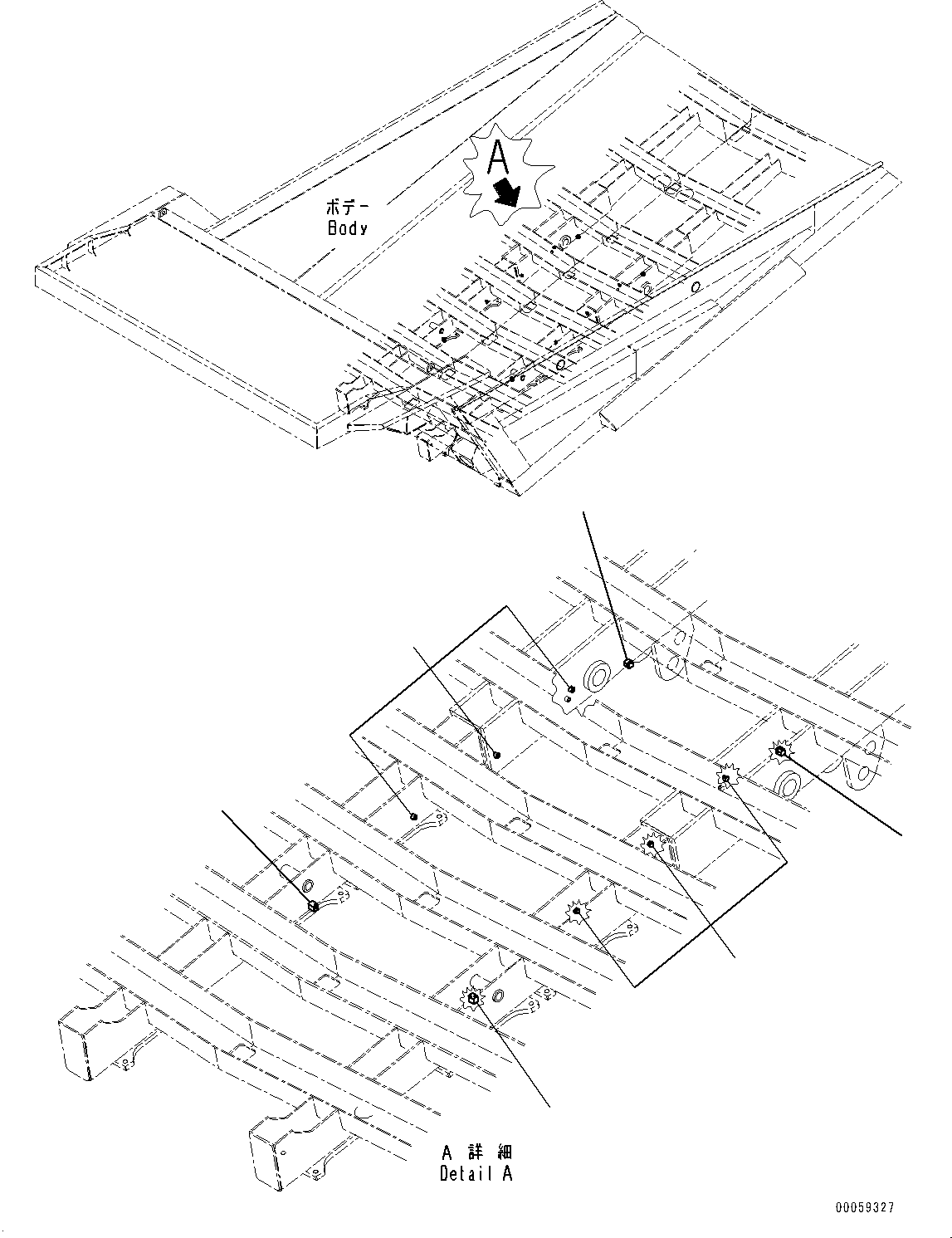 Komatsu parts book diagram for HD465-7E1 S/N 20001-UP (For EU): BODY, LUBRICATION (#20001-)