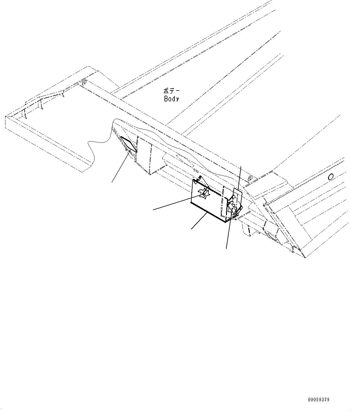 Komatsu parts book diagram for HD465-7E1 S/N 20001-UP (For EU): BODY, EXHAUST BOX (#20001-)
