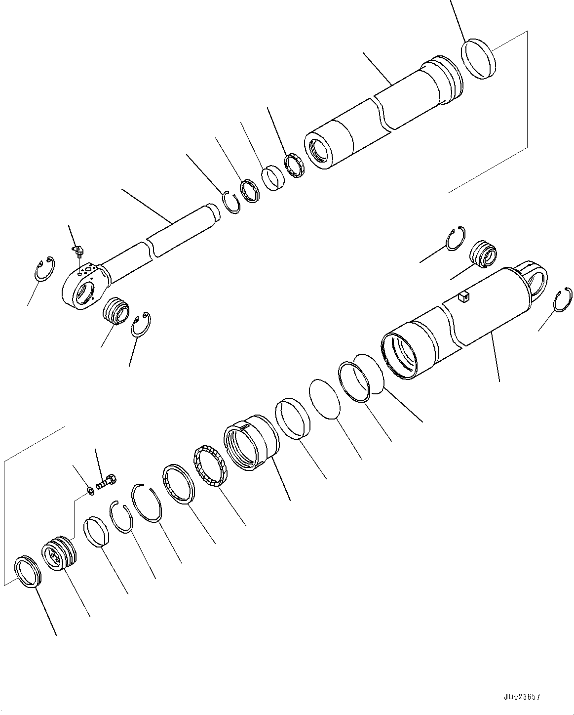 Komatsu parts book diagram for HD465-7E1 S/N 20001-UP (For EU): HOIST CYLINDER, L.H. (#20001-)