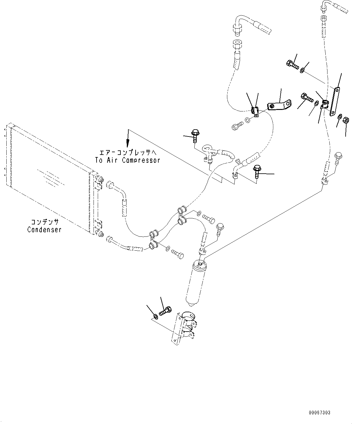 Komatsu parts book diagram for HD465-7E1 S/N 20001-UP (For EU): AIR CONDITIONER RELATED PARTS, (1/2) (#20001-)