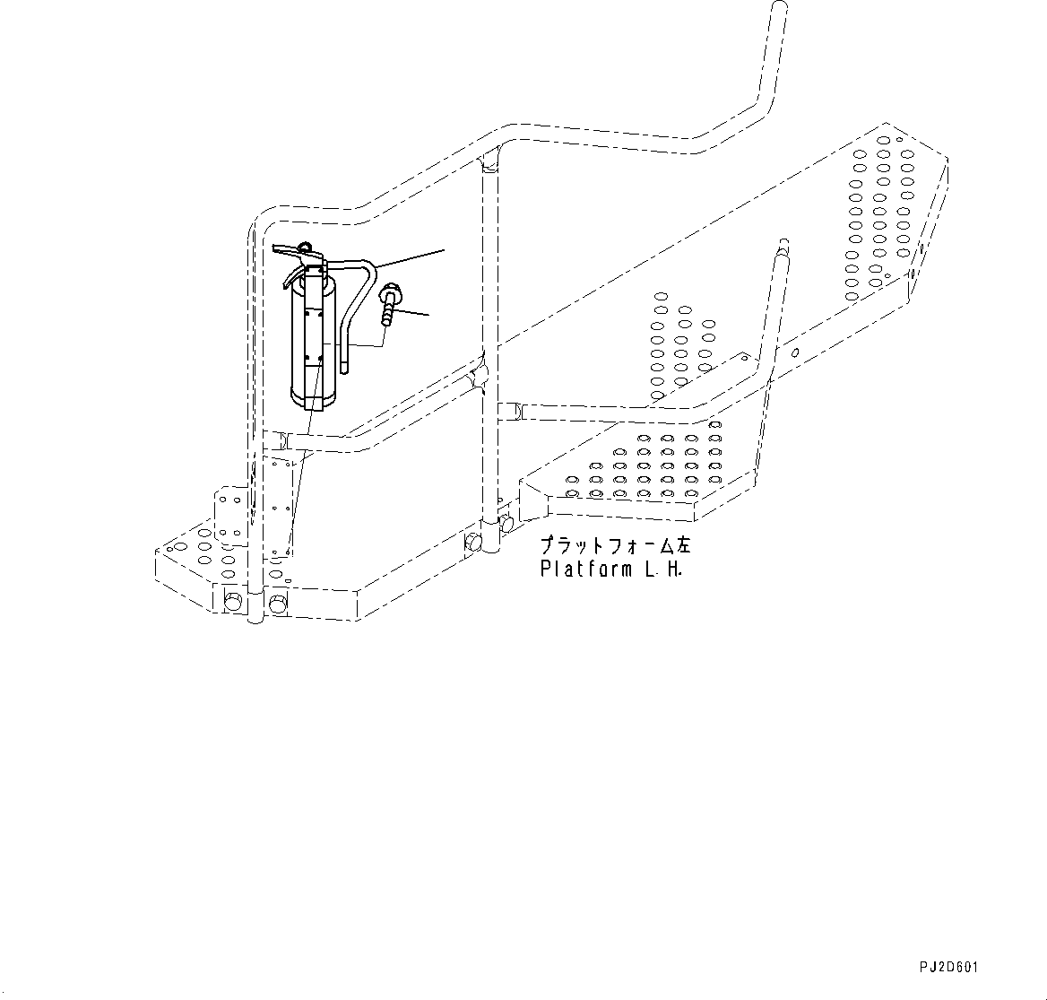 Komatsu parts book diagram for HD465-7E1 S/N 20001-UP (For EU): FIRE EXTINGUISHER (#20001-)
