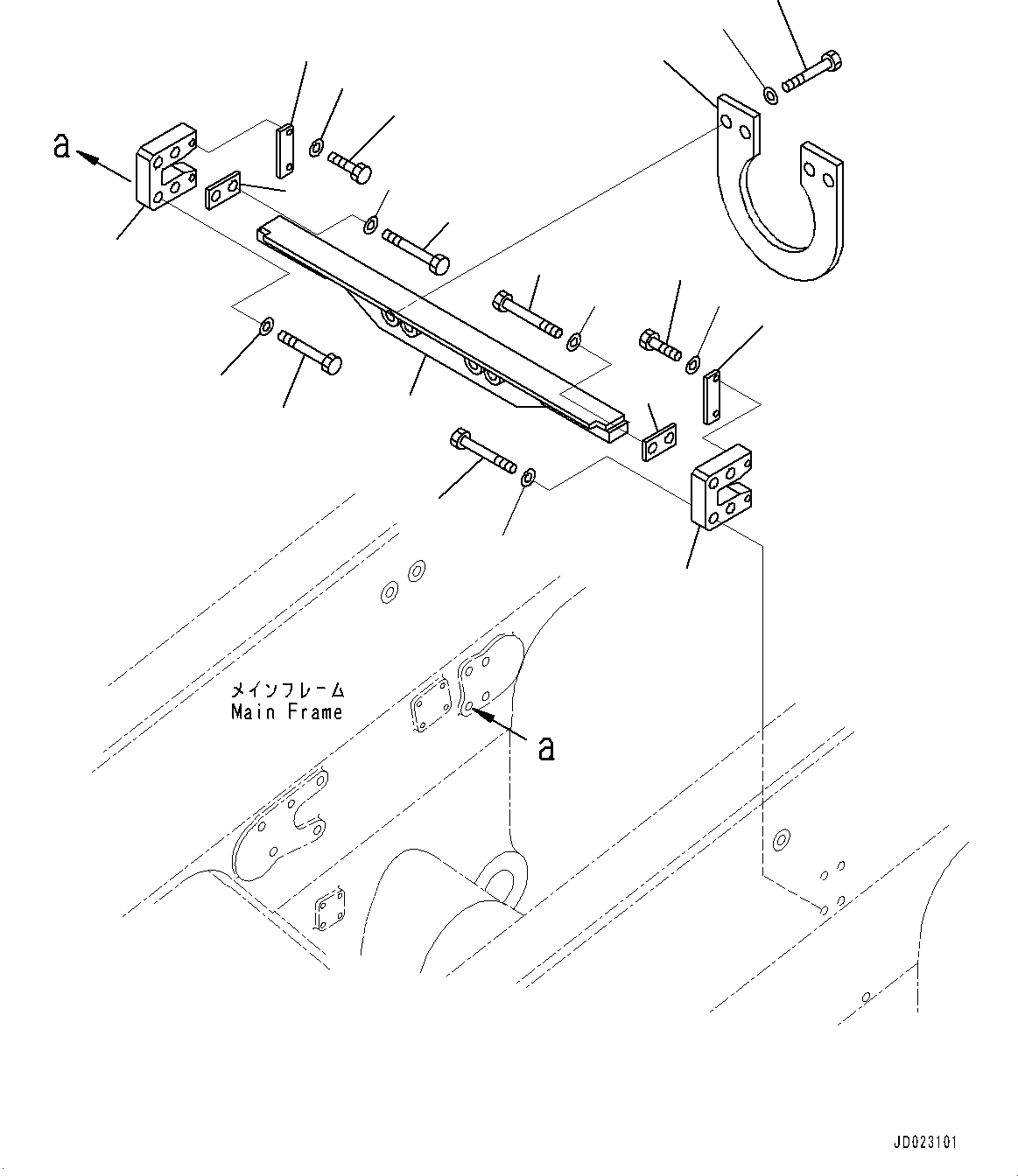 Komatsu parts book diagram for HD465-7E1 S/N 20001-UP (For EU): REAR DRIVE SHAFT GUARD (#20001-)