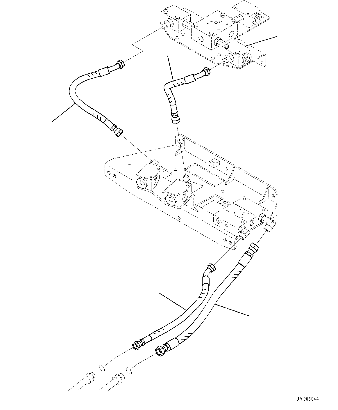 Komatsu parts book diagram for HD465-7E1 S/N 20001-UP (For EU): ANTI-SKID BRAKE SYSTEM (ABS) AND AUTO SPIN REGULATOR (ASR), REAR PIPING (1/2) (#20024-)