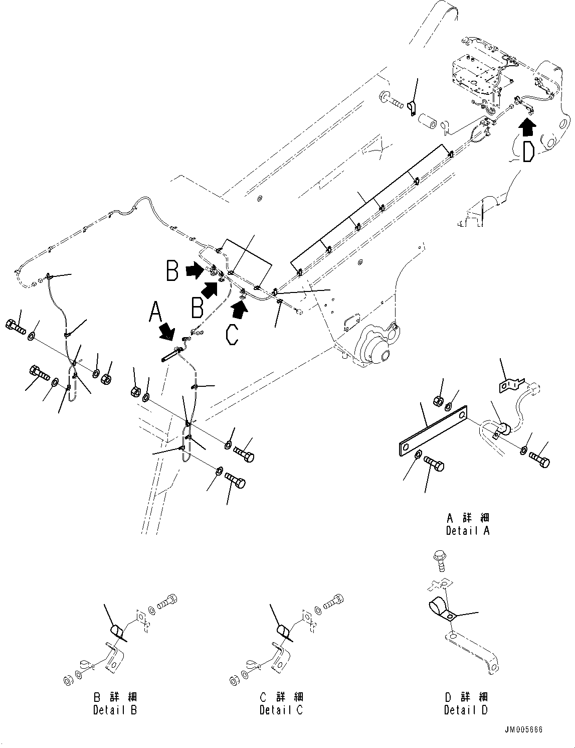 Komatsu parts book diagram for HD465-7E1 S/N 20001-UP (For EU): ANTI-SKID BRAKE SYSTEM (ABS) AND AUTO SPIN REGULATOR (ASR), CLIP (#20024-)