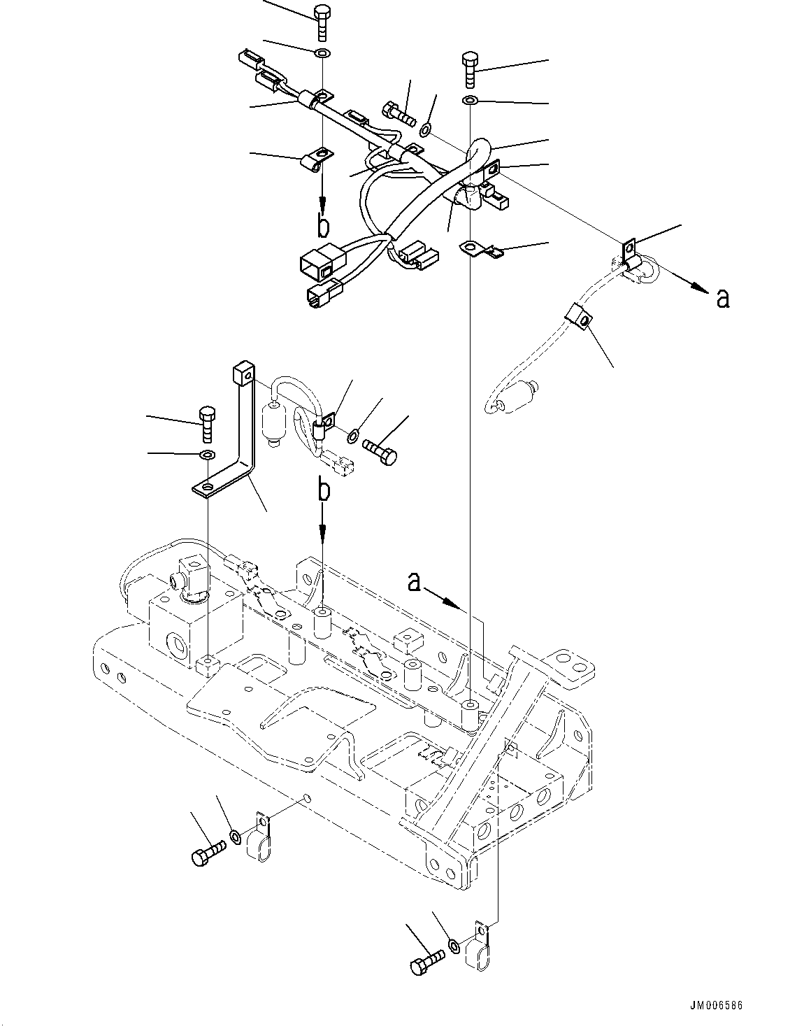 Komatsu parts book diagram for HD465-7E1 S/N 20001-UP (For EU): ANTI-SKID BRAKE SYSTEM (ABS) AND AUTO SPIN REGULATOR (ASR), WIRING HARNESS (1/2) (#20044-)
