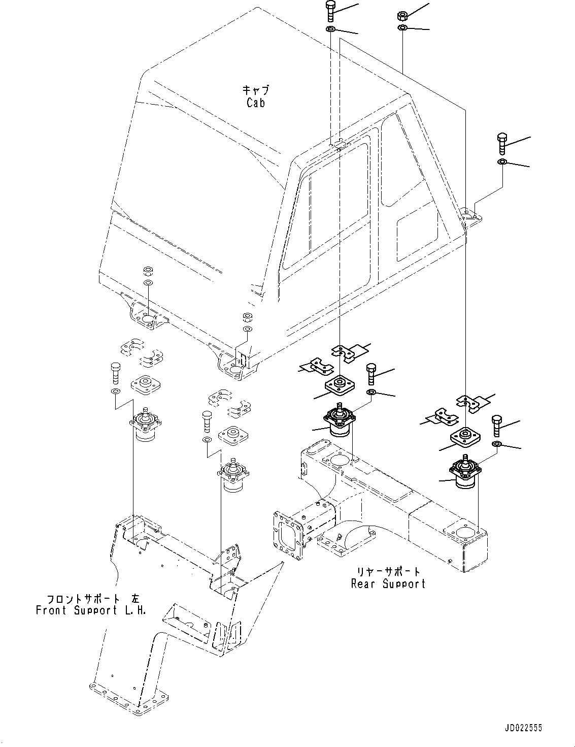 Dump Trucks Komatsu / HD605-7E1 S/N 20001-UP (For EU)(0000984C) / Rear Support, Cab Mounting (#20001-)(J003002 : J3210-016002)