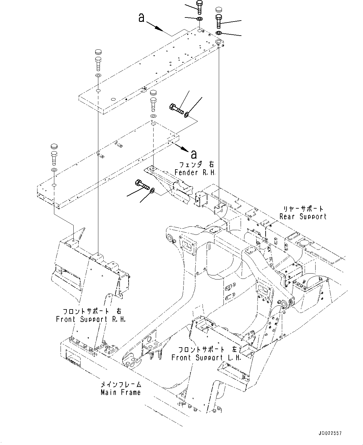 Dump Trucks Komatsu / HD605-7E1 S/N 20001-UP (For EU)(0000984C) / Rear Support, Platform Mounting (#20001-)(J002004 : J3210-024004)