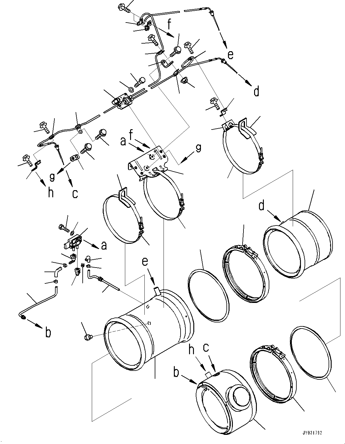 Wheel Loaders Komatsu / WA270-8 S/N 83001-UP(0001010C) / Exhaust Pipe, Komatsu Diesel Particulate Filter (KDPF) (#83001-)(B008006 : B0300-002005)
