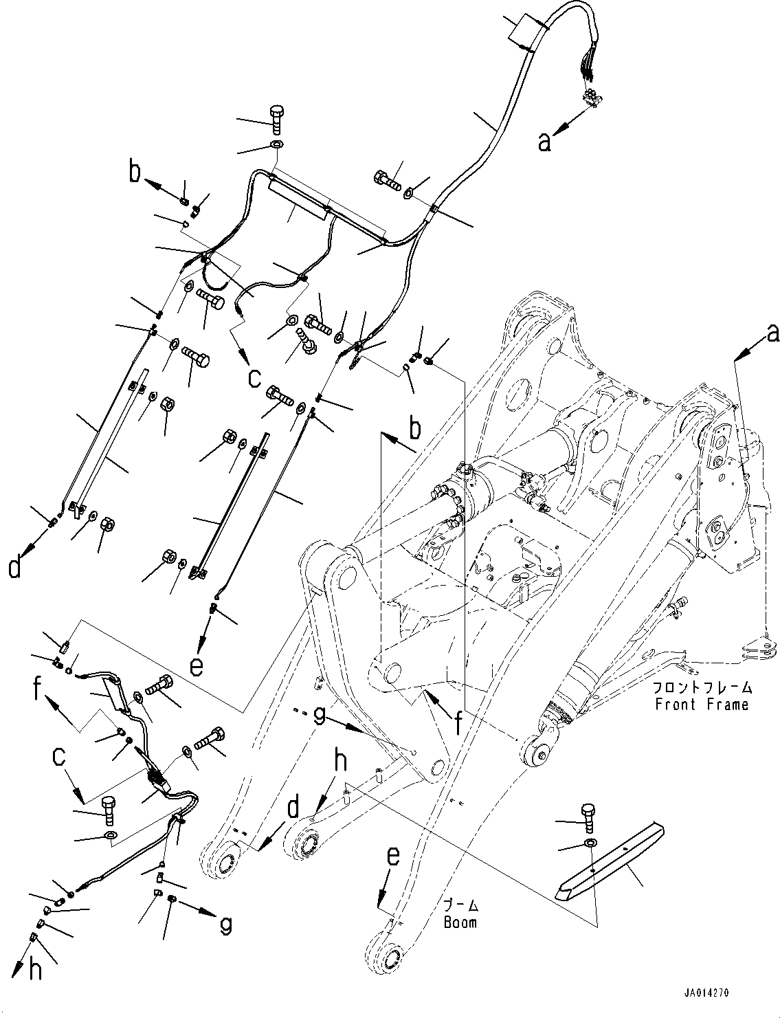 Wheel Loaders Komatsu / WA270-8 S/N 83001-UP(0001010C) / Remote Greasing System, Boom, Bell Crank and Link Grease Piping (#83001-)(J020002 : J4710-003002)
