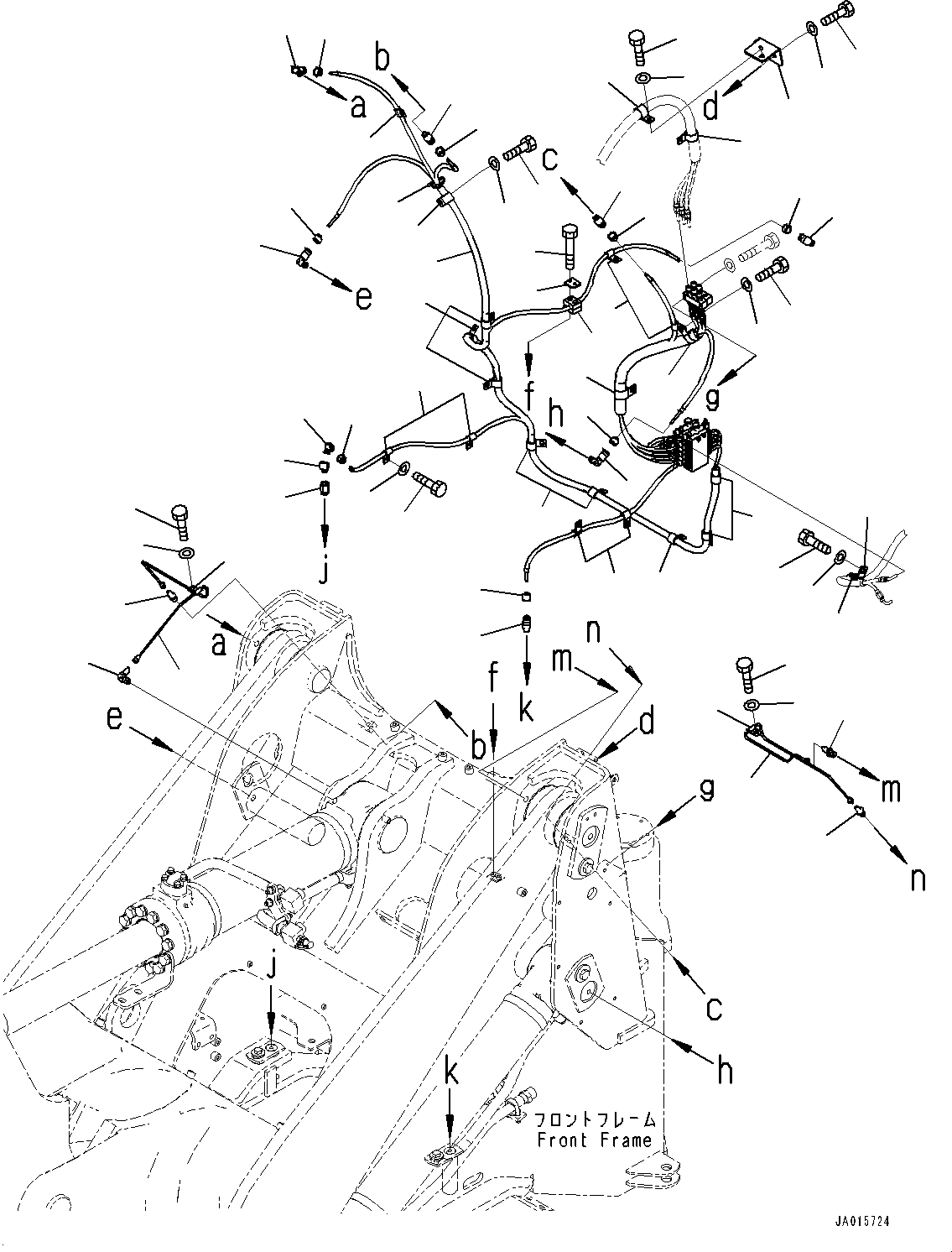 Wheel Loaders Komatsu / WA270-8 S/N 83001-UP(0001010C) / Remote Greasing System, Front Grease Piping (#83001-)(J020003 : J4710-003003)
