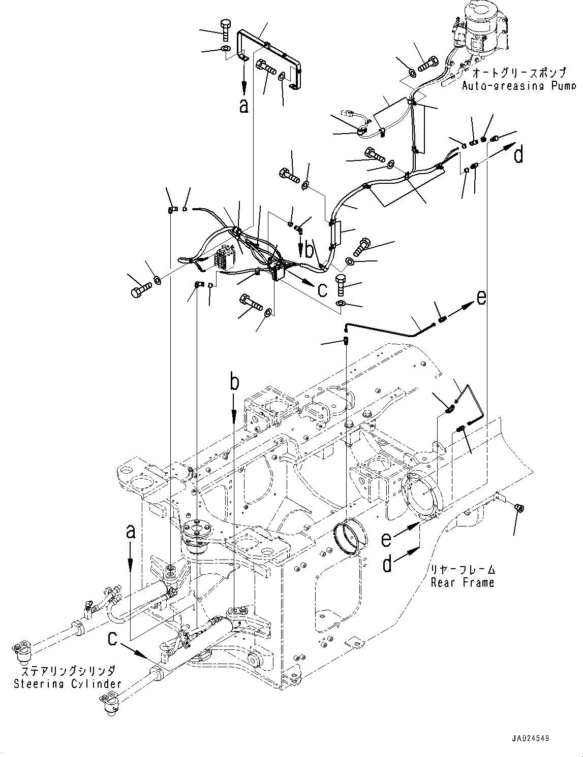 Wheel Loaders Komatsu / WA270-8 S/N 83001-UP(0001010C) / Remote Greasing System, Rear Grease Piping (#83001-)(J020004 : J4710-003004)