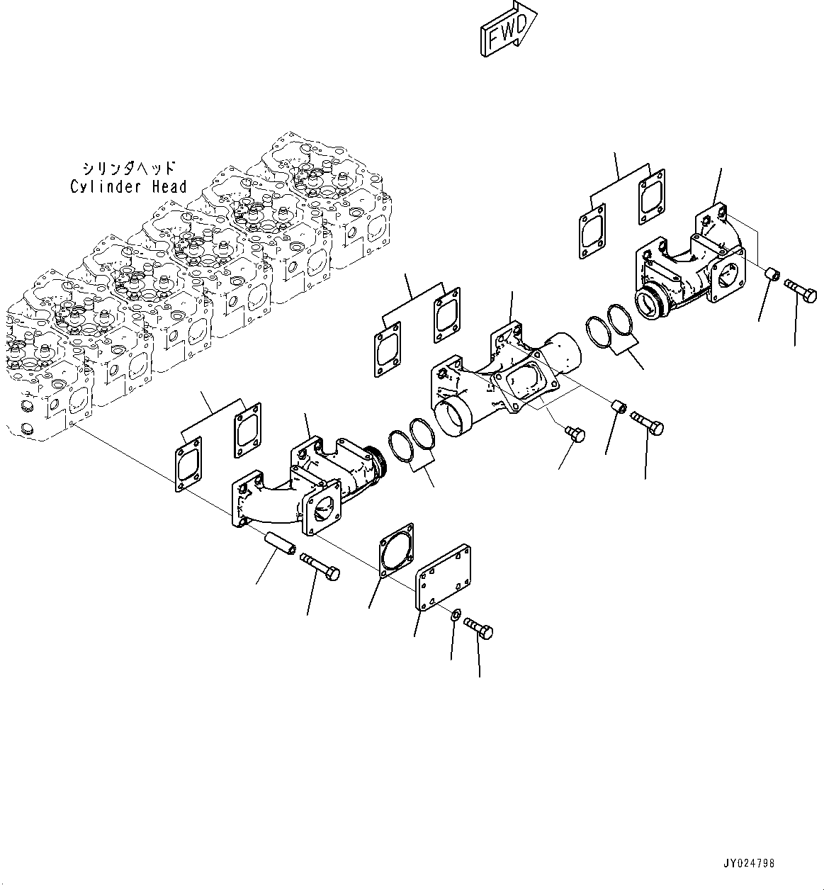 Komatsu parts book diagram for SAA6D140E-7D S/N 830556-UP (For PC650LC-11): VARIABLE GEOMETRY TURBOCHARGER (VGT), MOUNTING (#830556-)