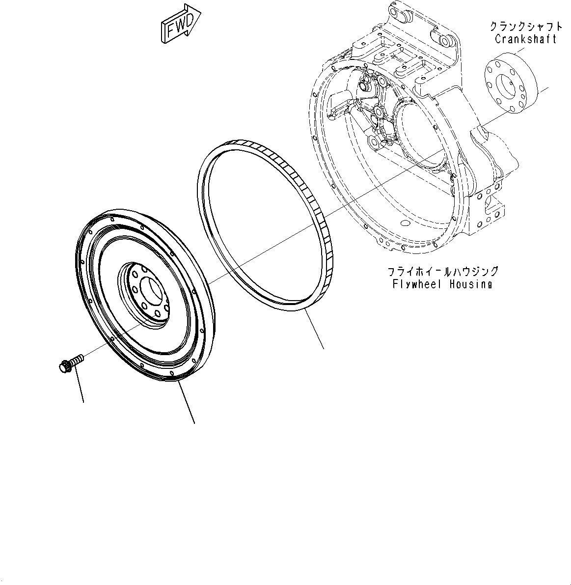 Komatsu parts book diagram for SAA6D140E-7D S/N 830556-UP (For PC650LC-11): FLYWHEEL (#830556-)