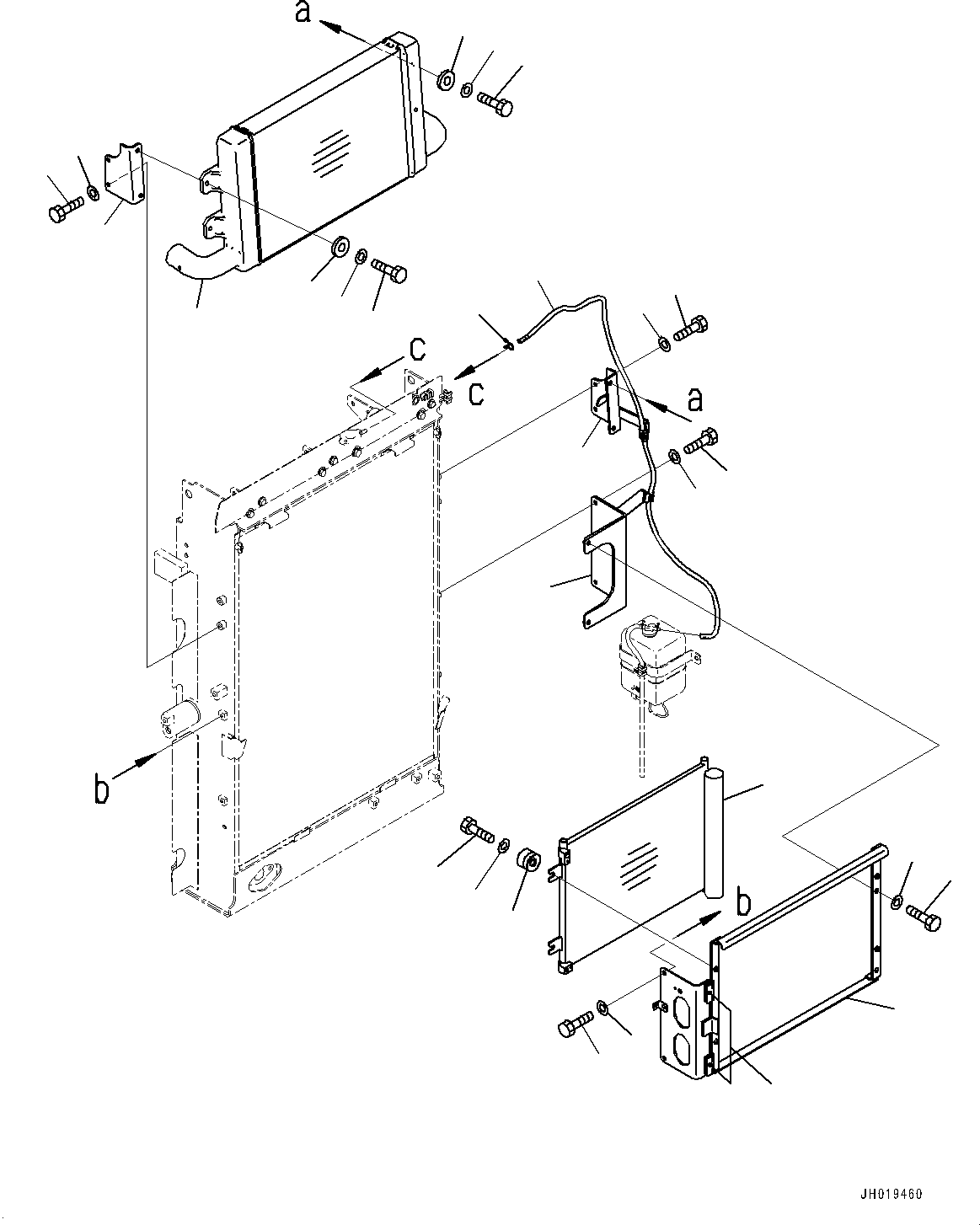 Komatsu parts book diagram for PC170LC-11 S/N 35001-UP: COOLING SYSTEM, AFTERCOOLER AND CONDENSER (#35001-)
