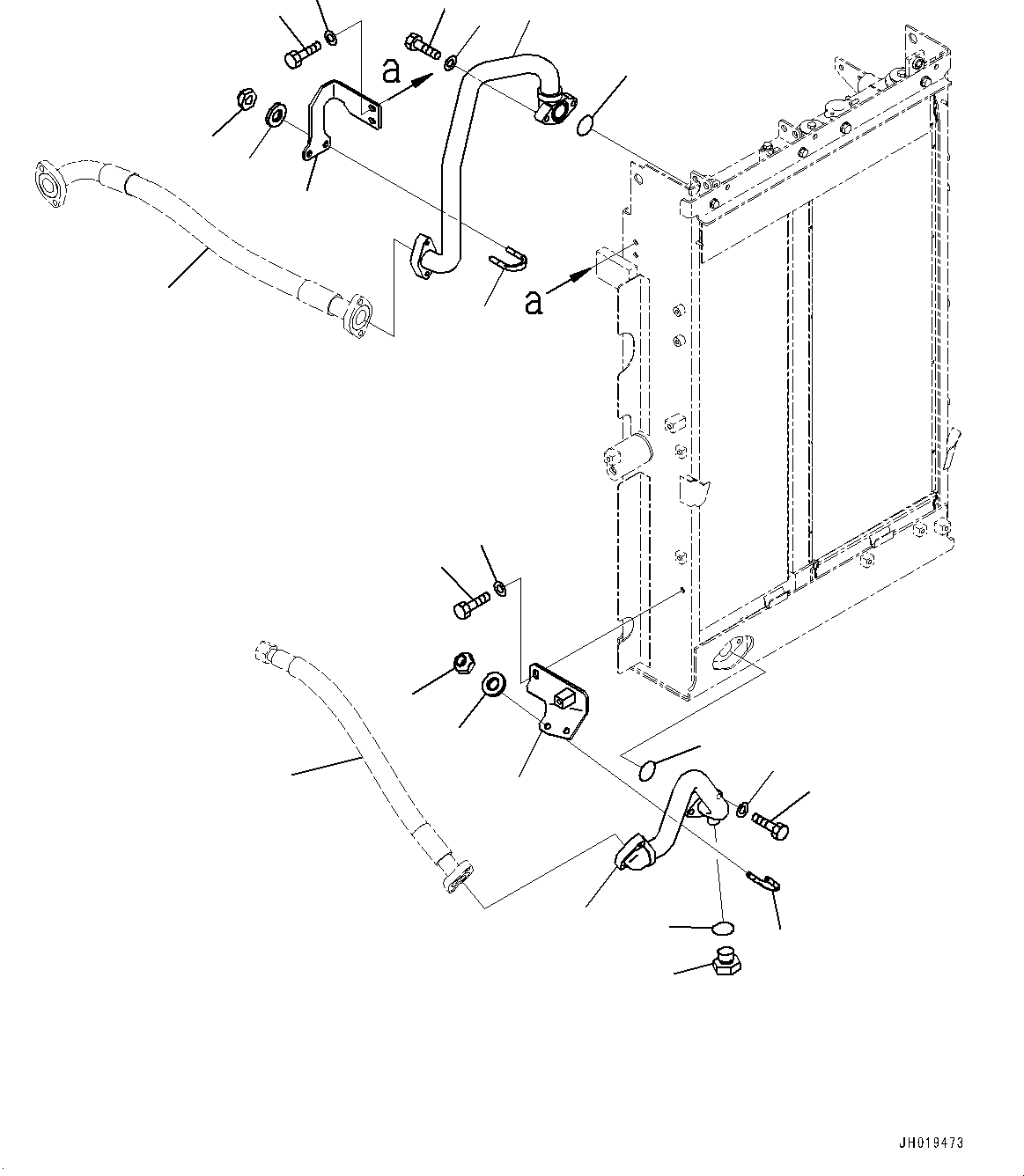 Komatsu parts book diagram for PC170LC-11 S/N 35001-UP: COOLING SYSTEM, OIL COOLER PIPING (#35001-)