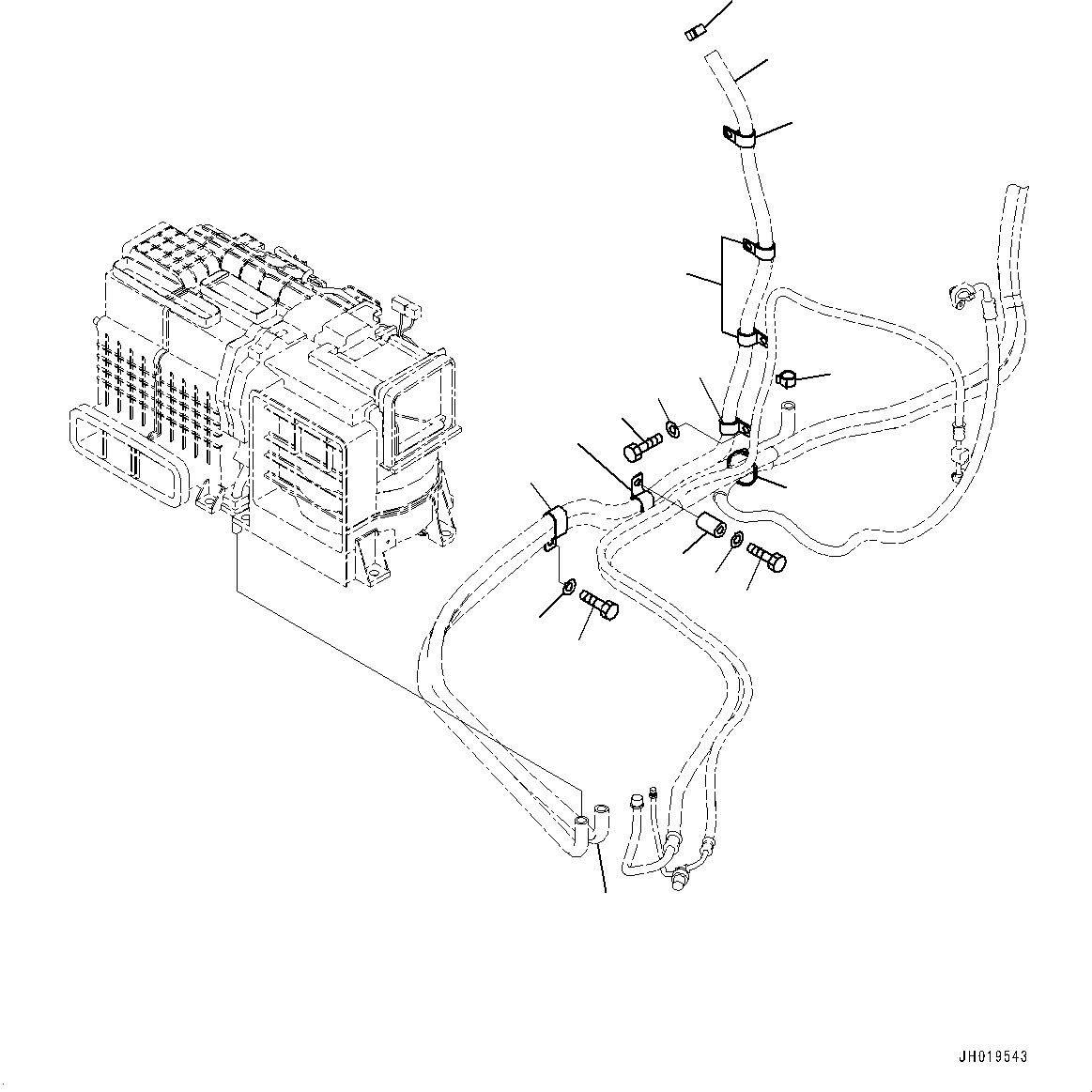 Komatsu parts book diagram for PC170LC-11 S/N 35001-UP: AIR CONDITIONER, HEATER PIPING CLAMP (#35001-)