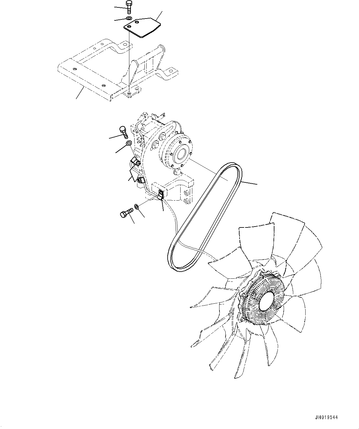 Komatsu parts book diagram for PC170LC-11 S/N 35001-UP: AIR CONDITIONER, V-BELT (#35001-)