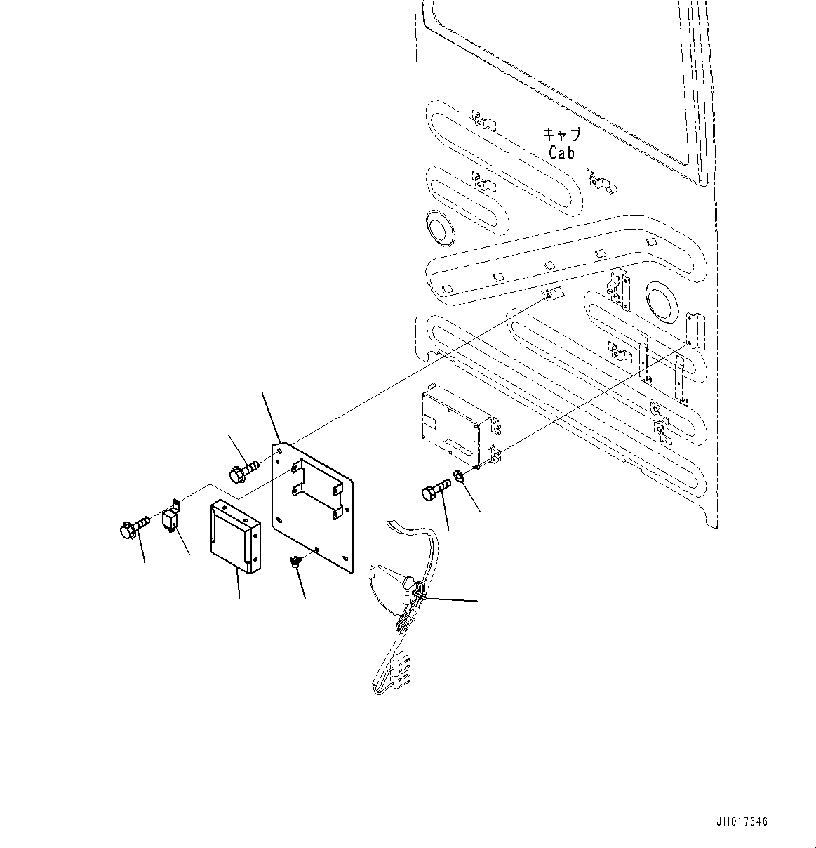 Komatsu parts book diagram for PC170LC-11 S/N 35001-UP: CAB, CAB IN PARTS, REAR COVER (1/2) (#35001-)