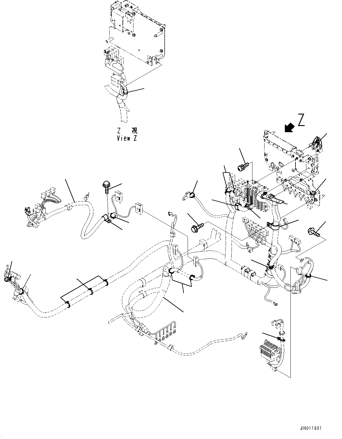 Komatsu parts book diagram for PC170LC-11 S/N 35001-UP: CAB, CAB IN PARTS, REAR COVER (2/2) (#35001-)
