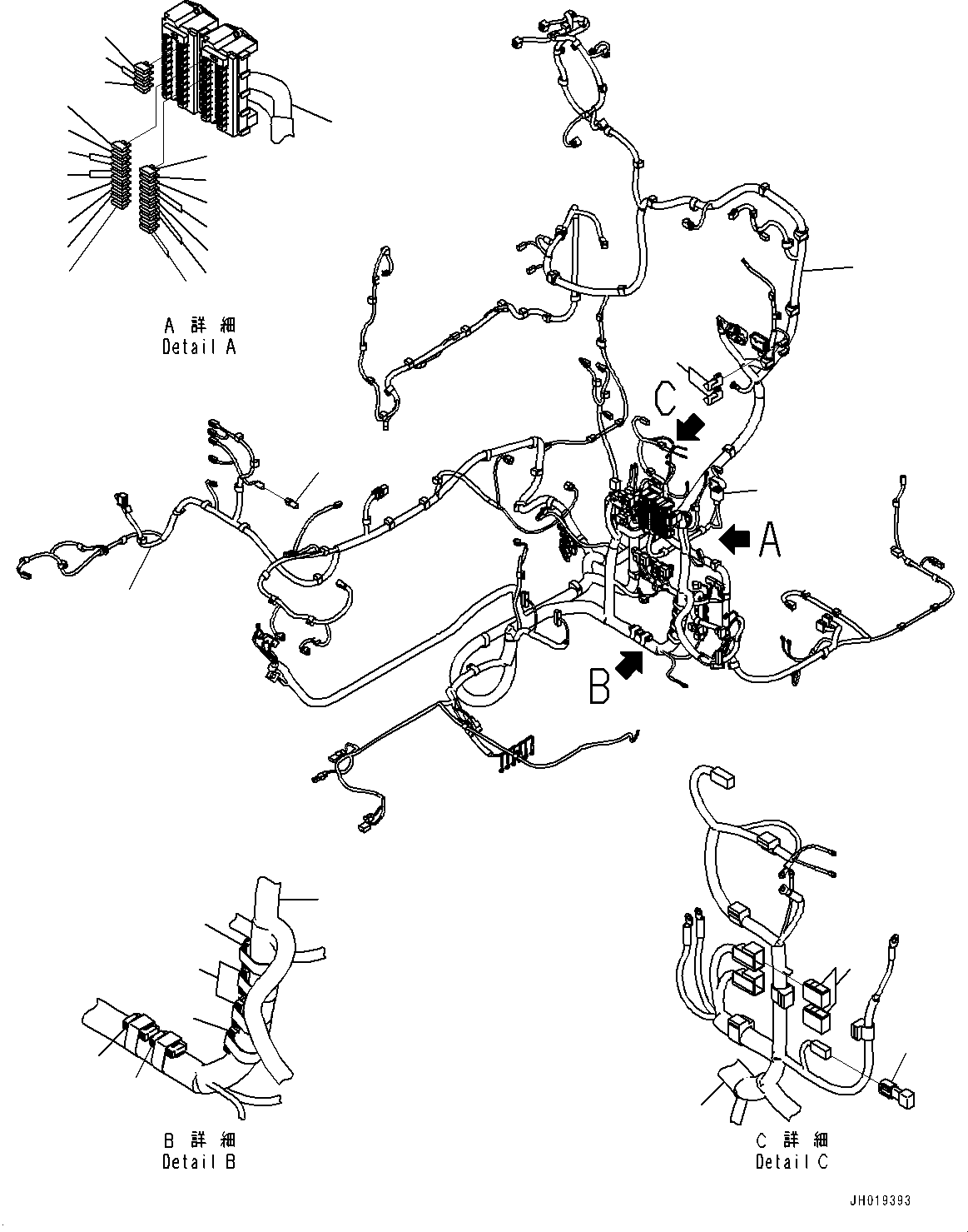 Komatsu parts book diagram for PC170LC-11 S/N 35001-UP: CAB, FLOOR, WIRING HARNESS CLAMP AND GROUND (#35001-)