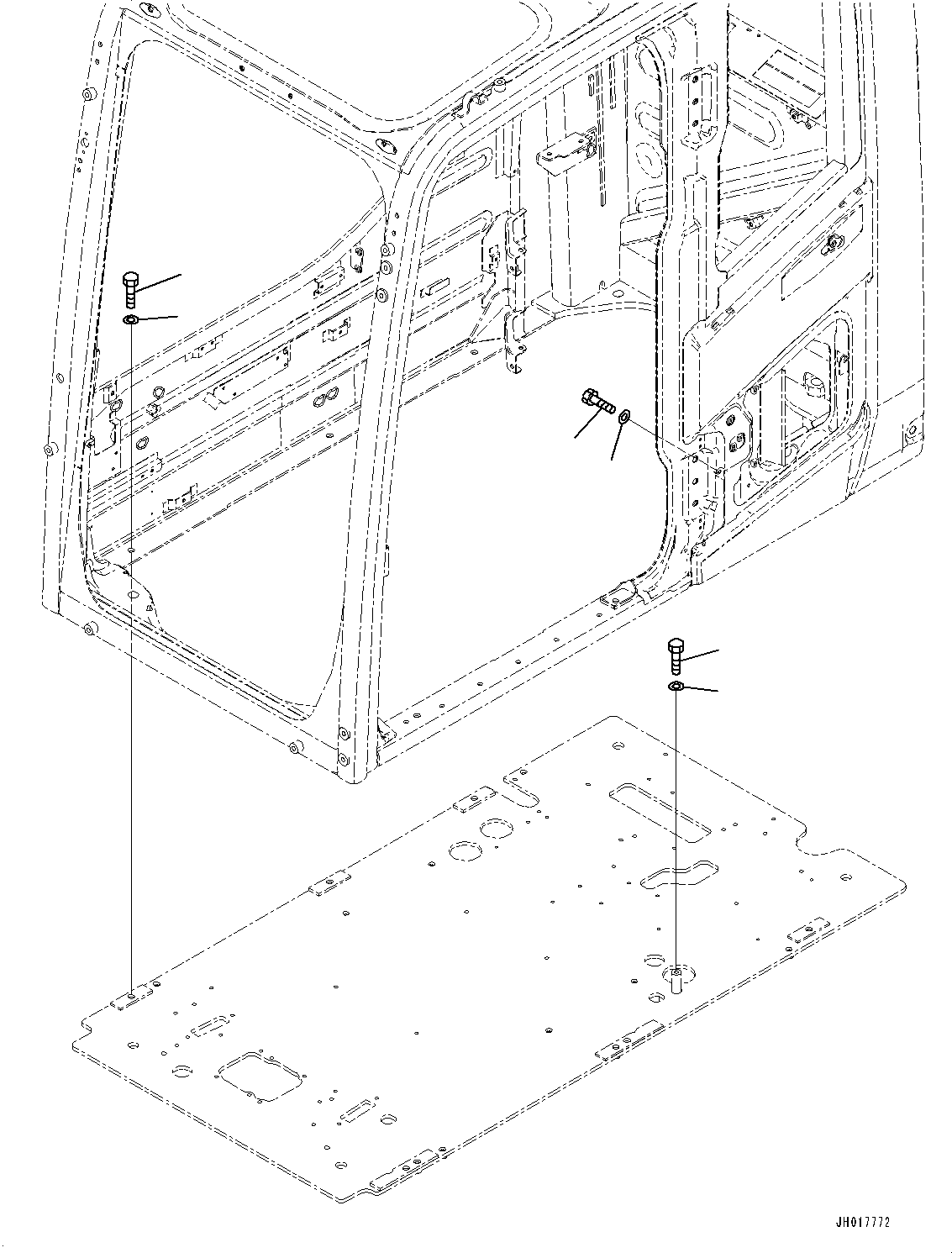 Komatsu parts book diagram for PC170LC-11 S/N 35001-UP: CAB, CAB IN PARTS, CAB MOUNTING (#35001-)