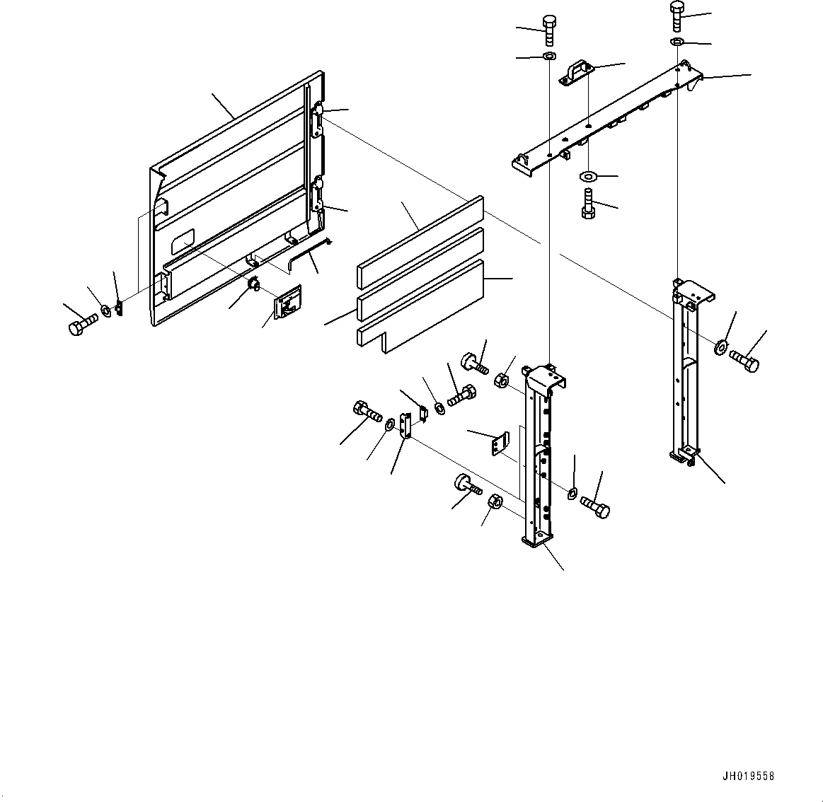 Komatsu parts book diagram for PC170LC-11 S/N 35001-UP: SIDE COVER R.H., DOOR (#35001-)