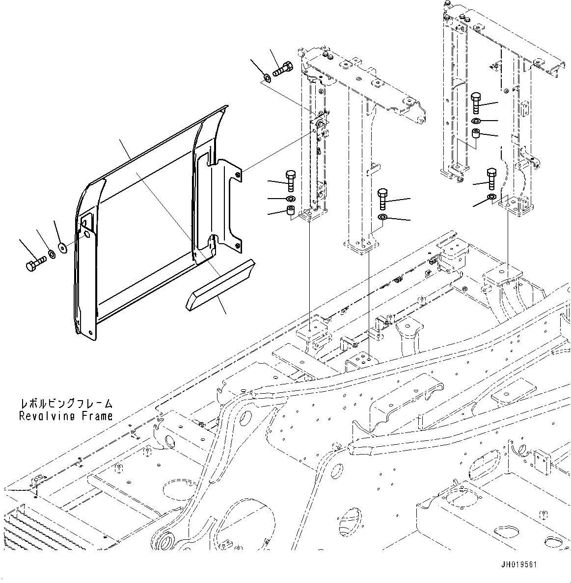 Komatsu parts book diagram for PC170LC-11 S/N 35001-UP: SIDE COVER R.H., COVER (#35001-)
