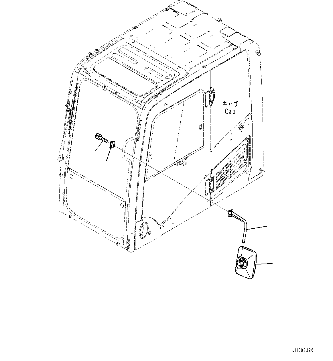 Komatsu parts book diagram for PC170LC-11 S/N 35001-UP: REARVIEW MIRROR L.H. (#35001-)