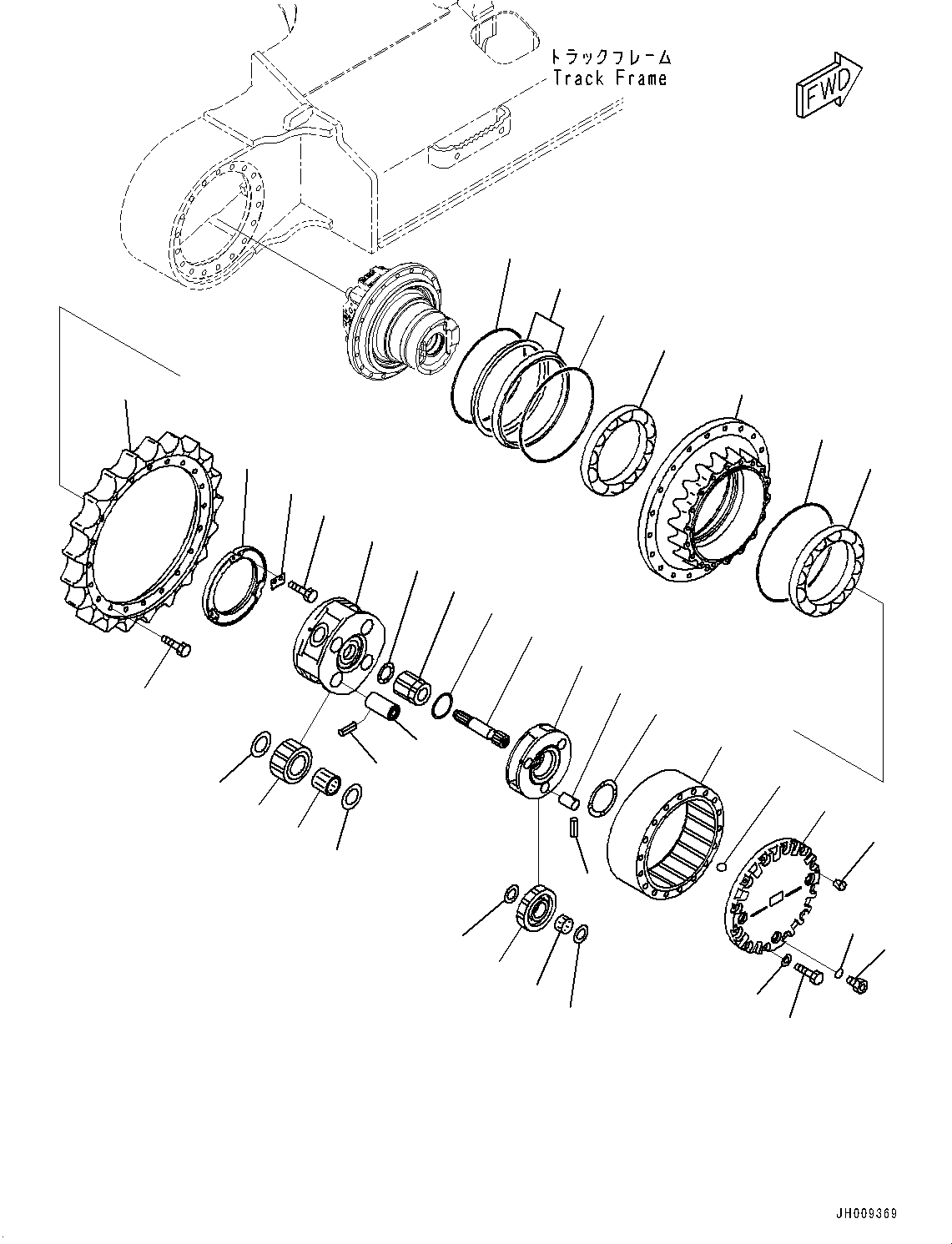 Komatsu parts book diagram for PC170LC-11 S/N 35001-UP: TRAVEL MOTOR AND FINAL DRIVE, 1ST AND 2ND CARRIER, R.H. (#35001-)