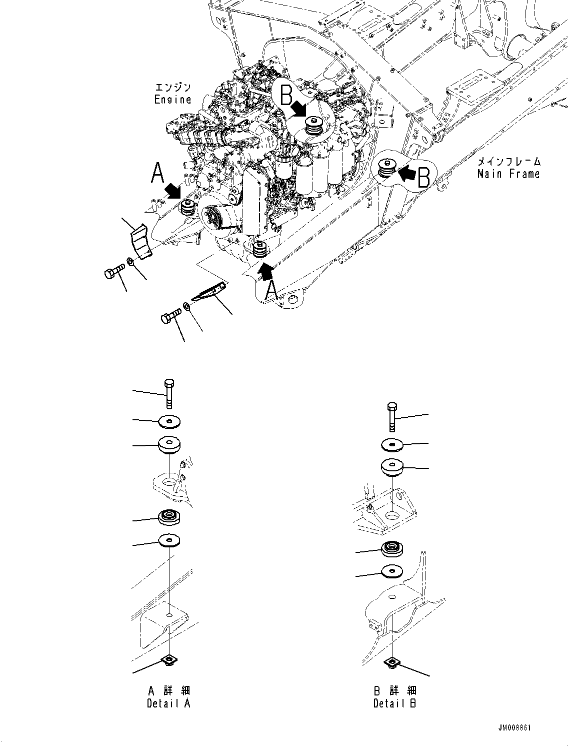 Dump Trucks Komatsu / HD325-8 S/N 50001-UP(0001112C) / Engine Mounting (#50001-50025)(B007001 : B0100-001001)