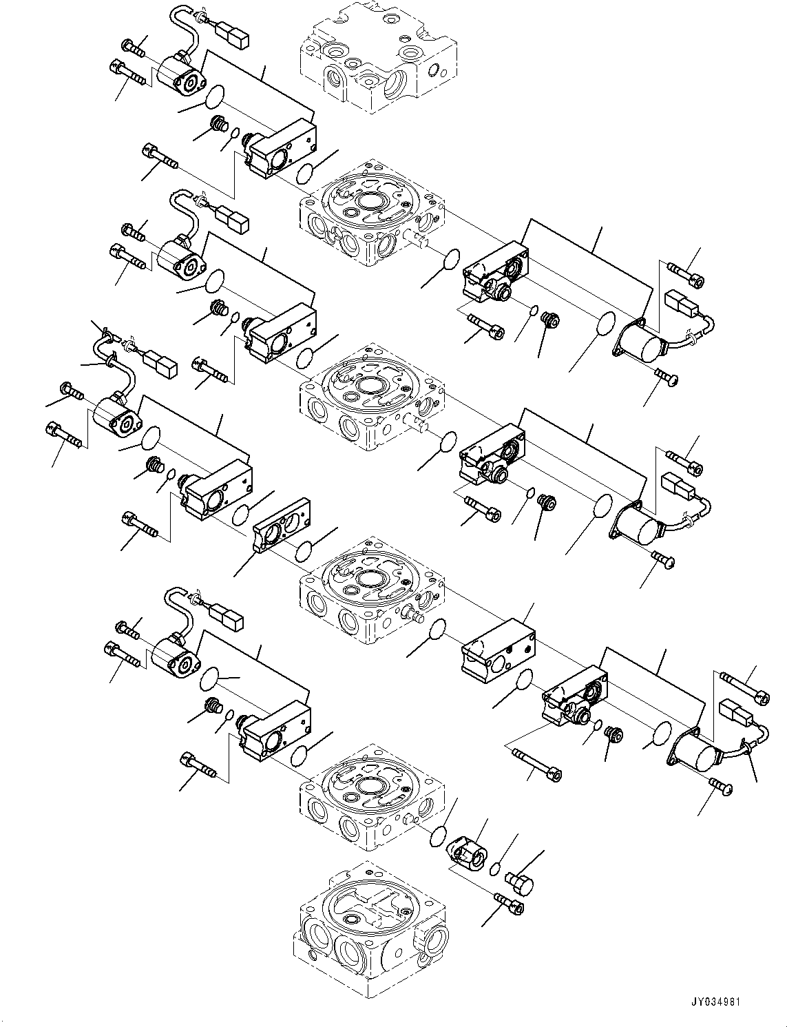 Bulldozers Komatsu / D51EX-24 S/N 10001-UP(0001119C) / Control Valve, 4-Valve (3/9) (#10001-)(H003004 : H0120-002004)