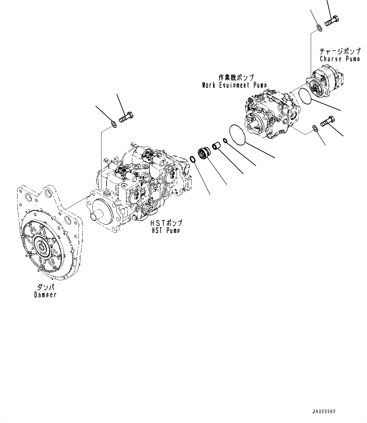 Bulldozers Komatsu / D51EX-24 S/N 10001-UP(0001119C) / Hydraulic Pump, Mounting (#10001-)(H004021 : H0210-001021)