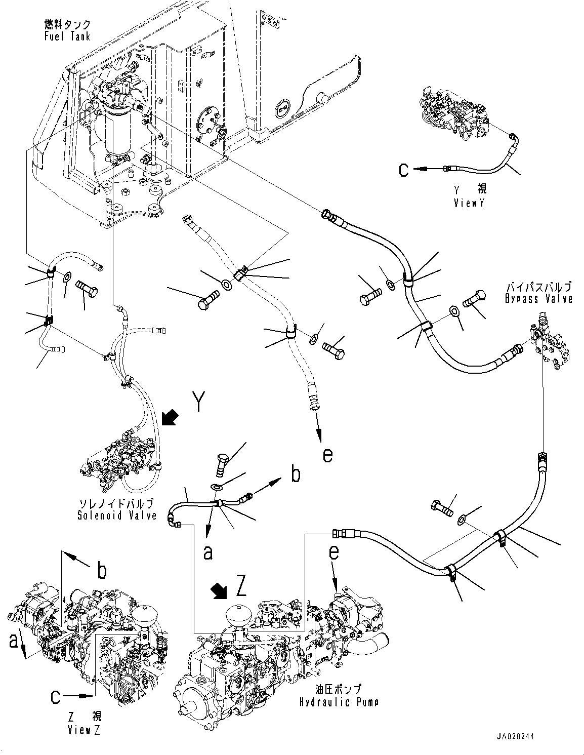 Bulldozers Komatsu / D51EX-24 S/N 10001-UP(0001119C) / Hydraulic Pump Piping, Fuel Piping (#10001-)(H005003 : H0310-001003)