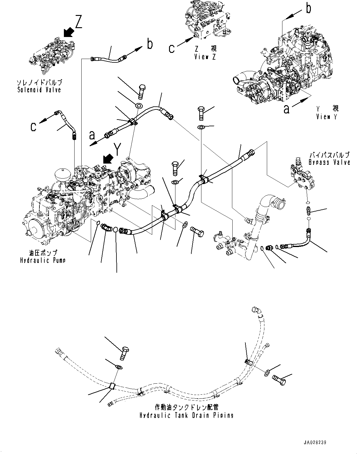 Bulldozers Komatsu / D51EX-24 S/N 10001-UP(0001119C) / Hydraulic Tank Drain Piping, Hydraulic Pump Piping (#10001-)(H007002 : H0320-001002)