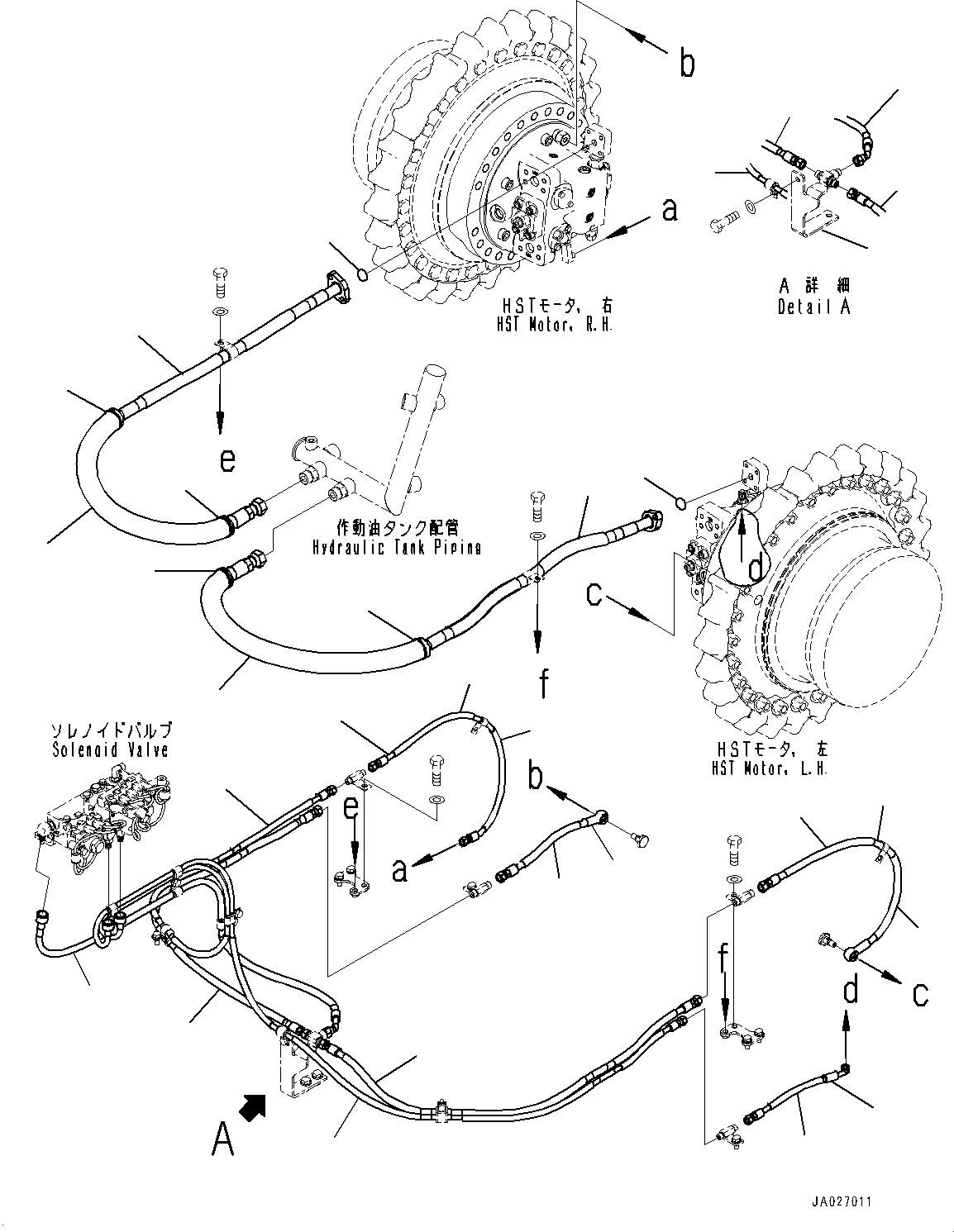Bulldozers Komatsu / D51EX-24 S/N 10001-UP(0001119C) / Travel Motor Drain Piping, HST Motor Piping (#10001-)(H008001 : H0340-002001)